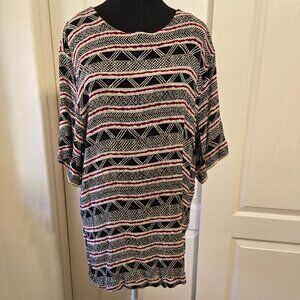 Lee David Woman's Career Casual Multicolor Tunic Top Short Sleeve Size 22/24W